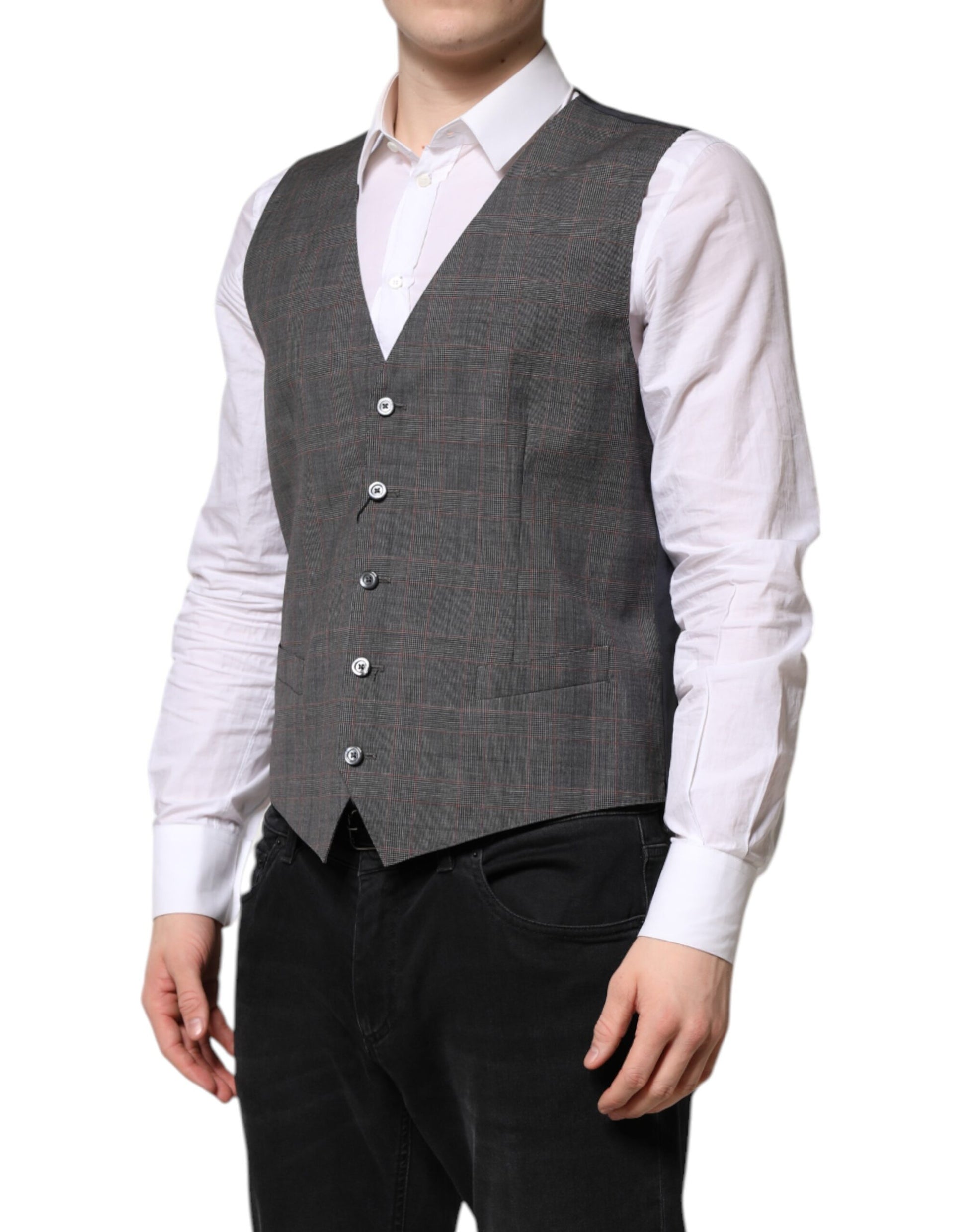 A gray plaid wool vest from Dolce & Gabbana