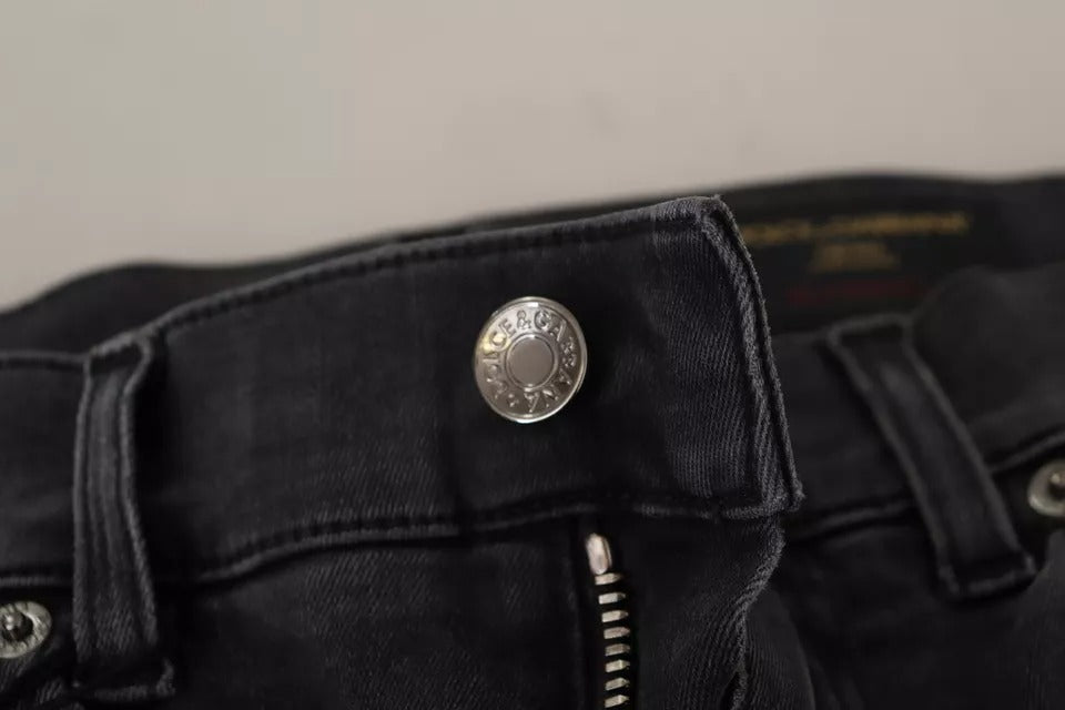 Pair of blue jeans with metal button