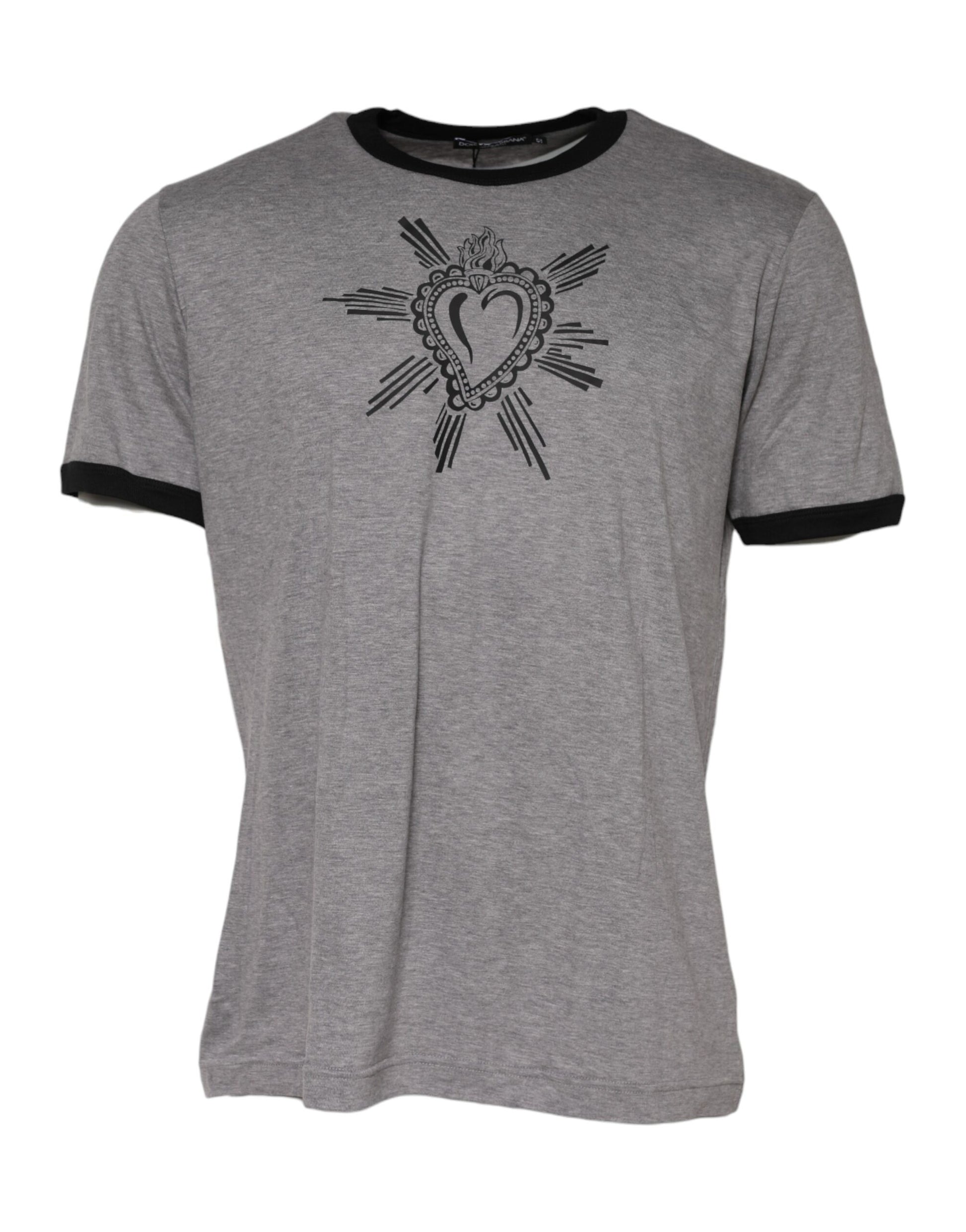 Grey t-shirt with black design on front
