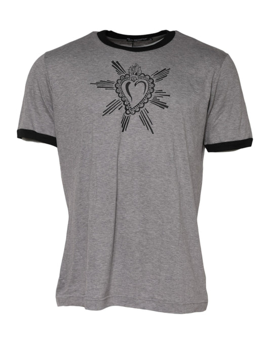 Grey t-shirt with black design on front