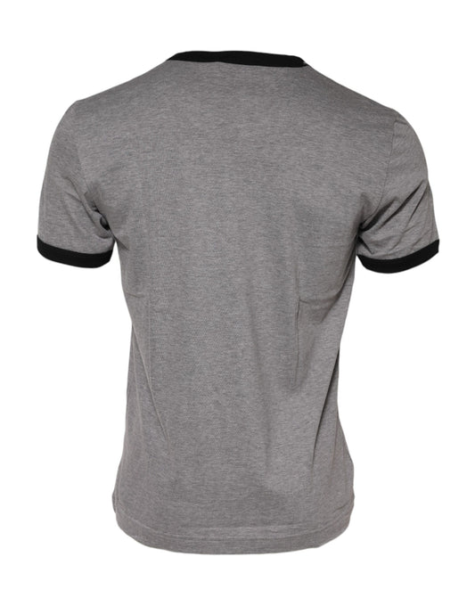 Back view of a grey short sleeve shirt