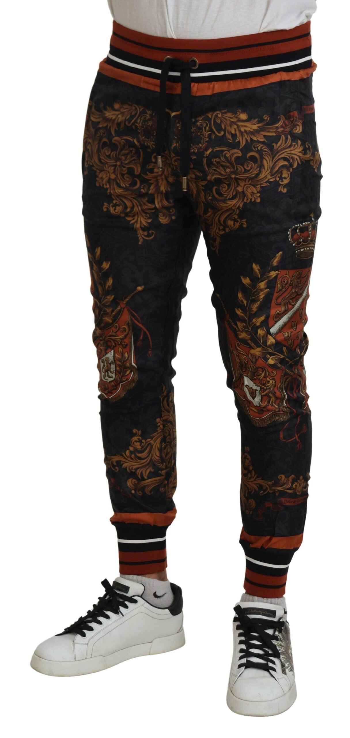 Pair of patterned pants worn by a person