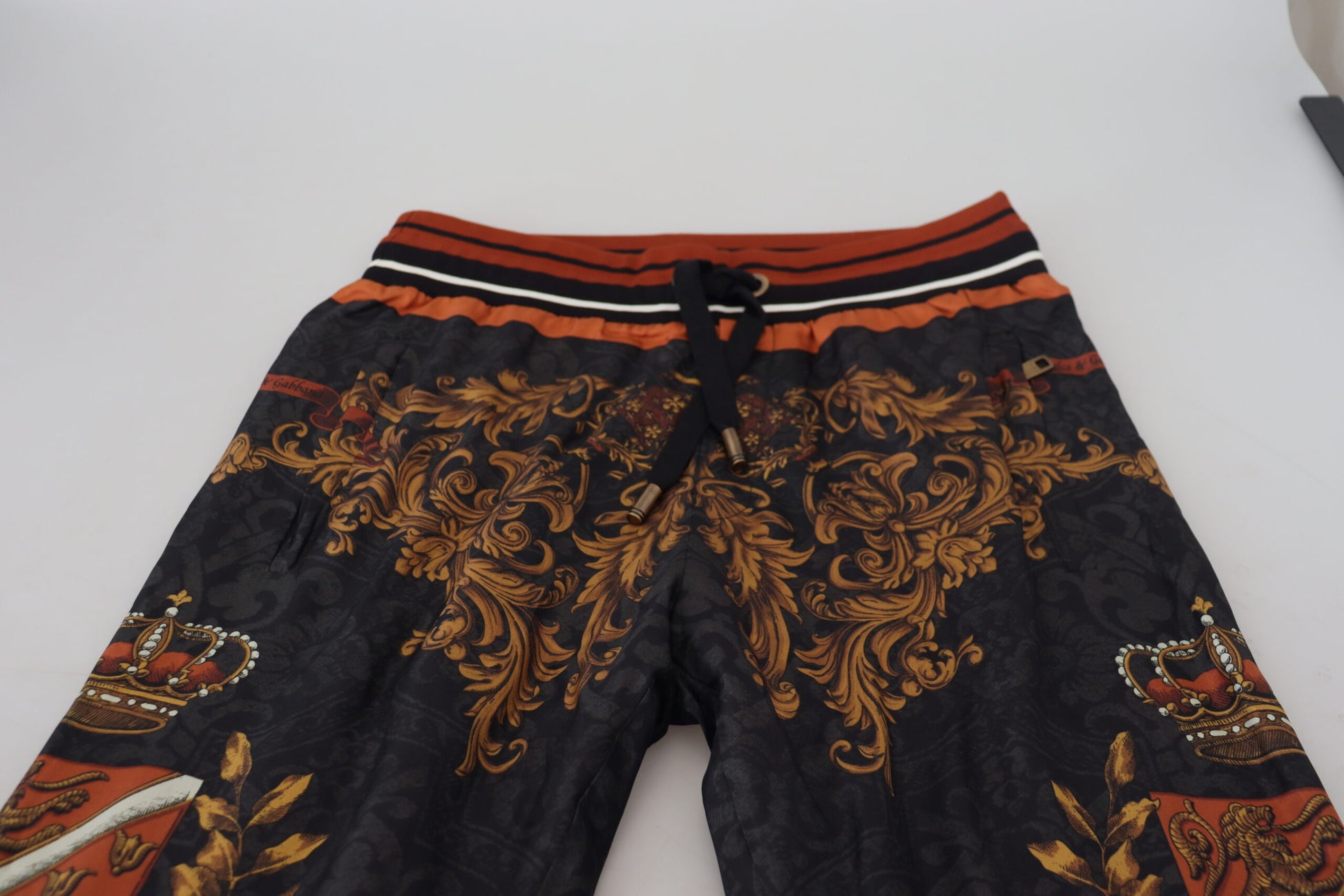 Pair of shorts with ornate design on fabric