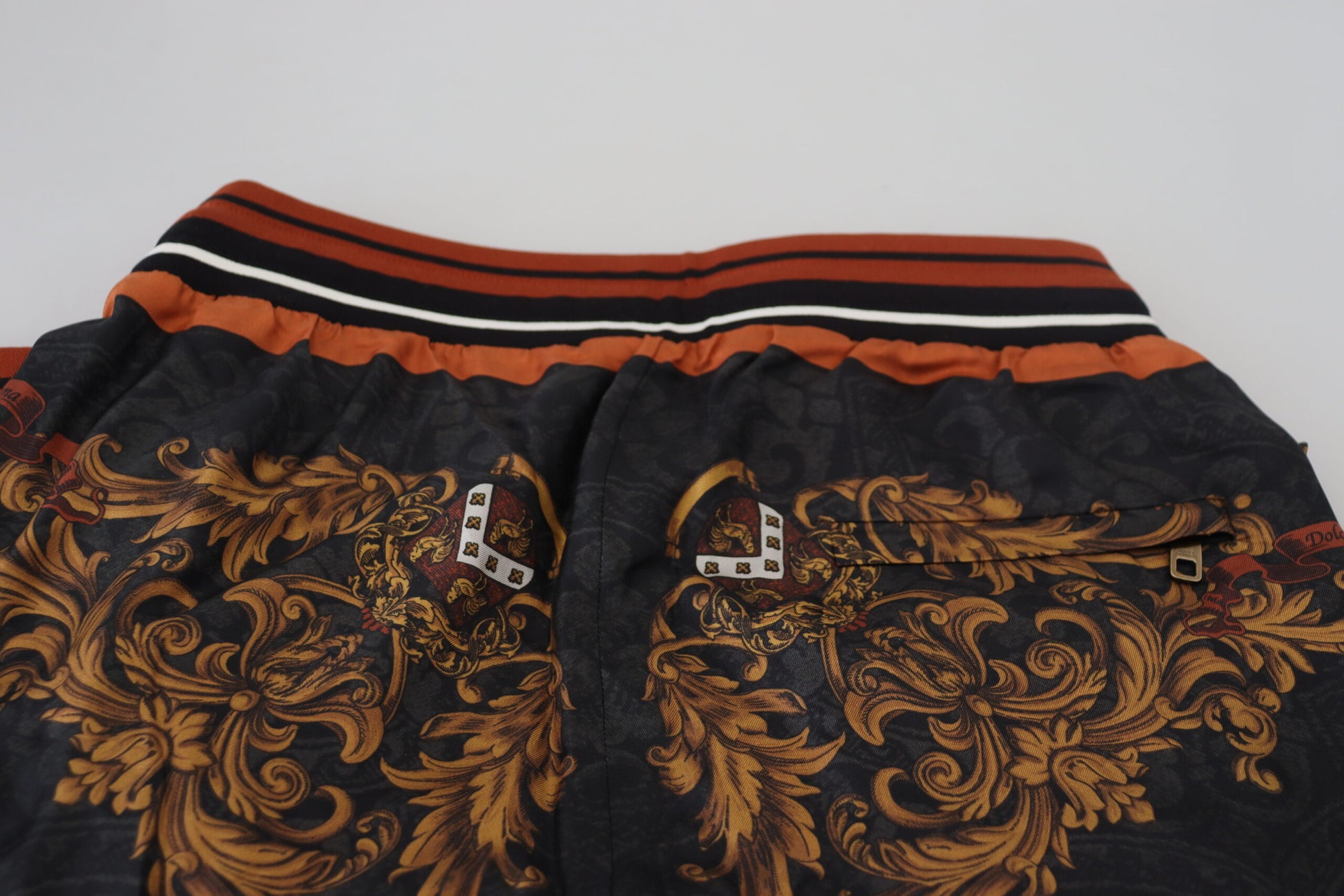 Decorative shorts with intricate designs on fabric