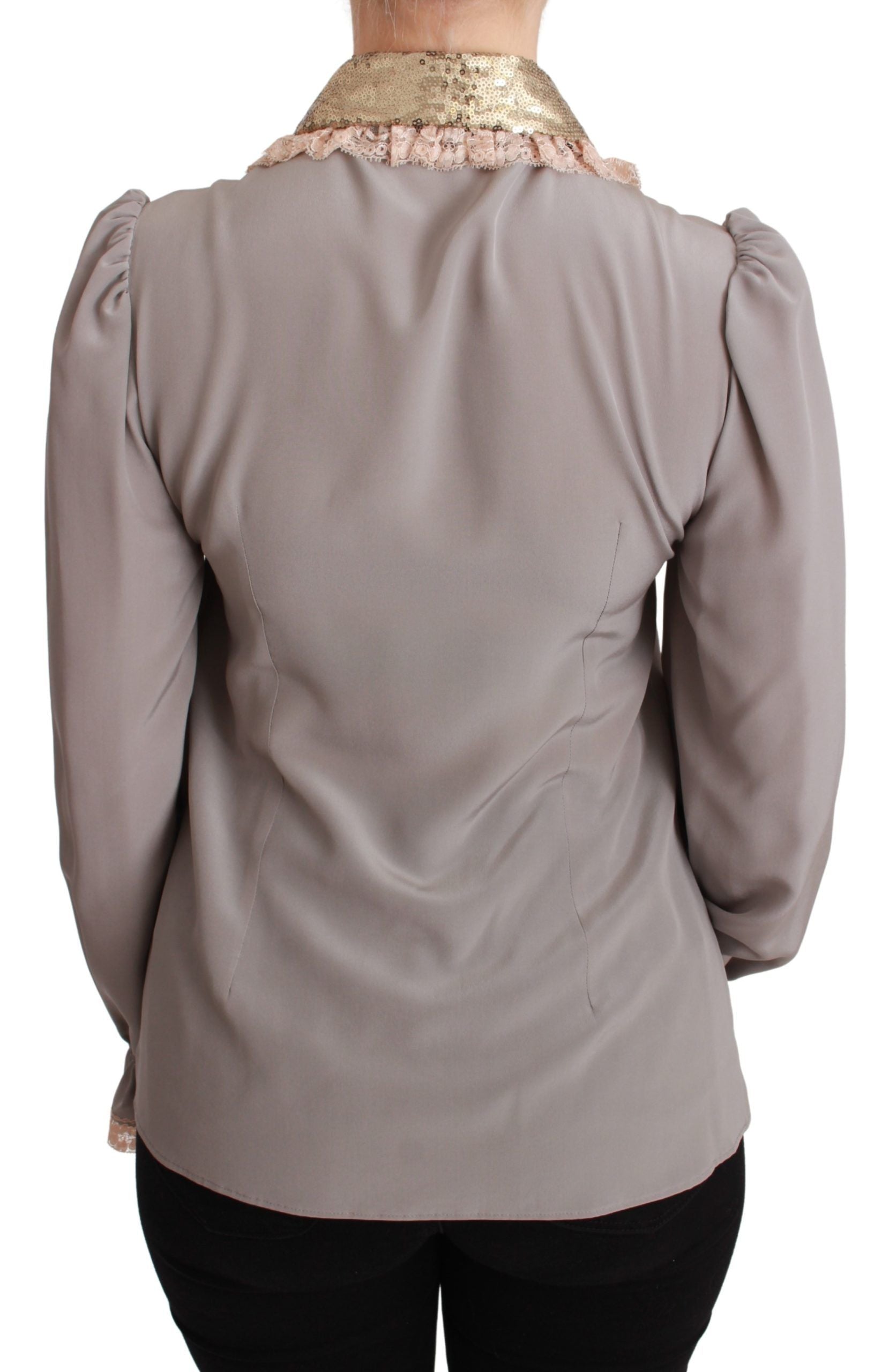 Back of a woman's jacket with ruffled collar