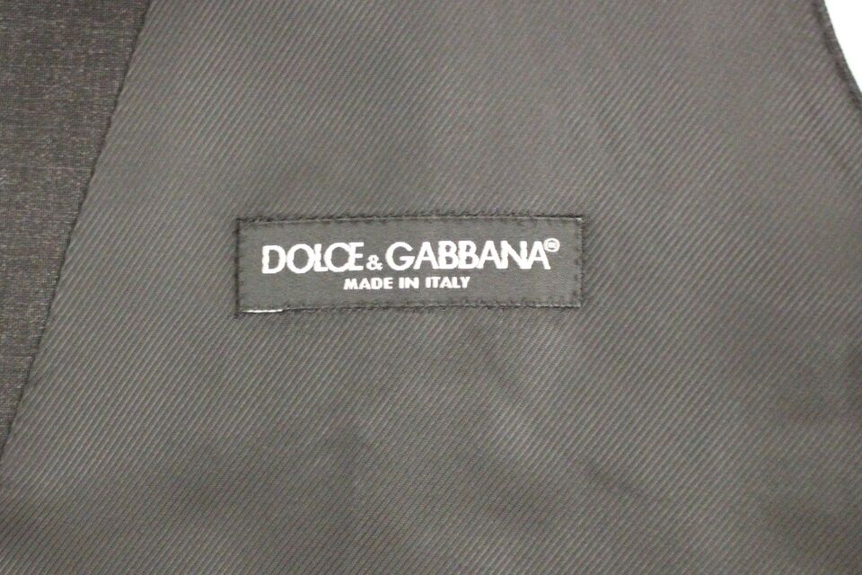 A gray slim fit button front vest from Dolce & Gabbana