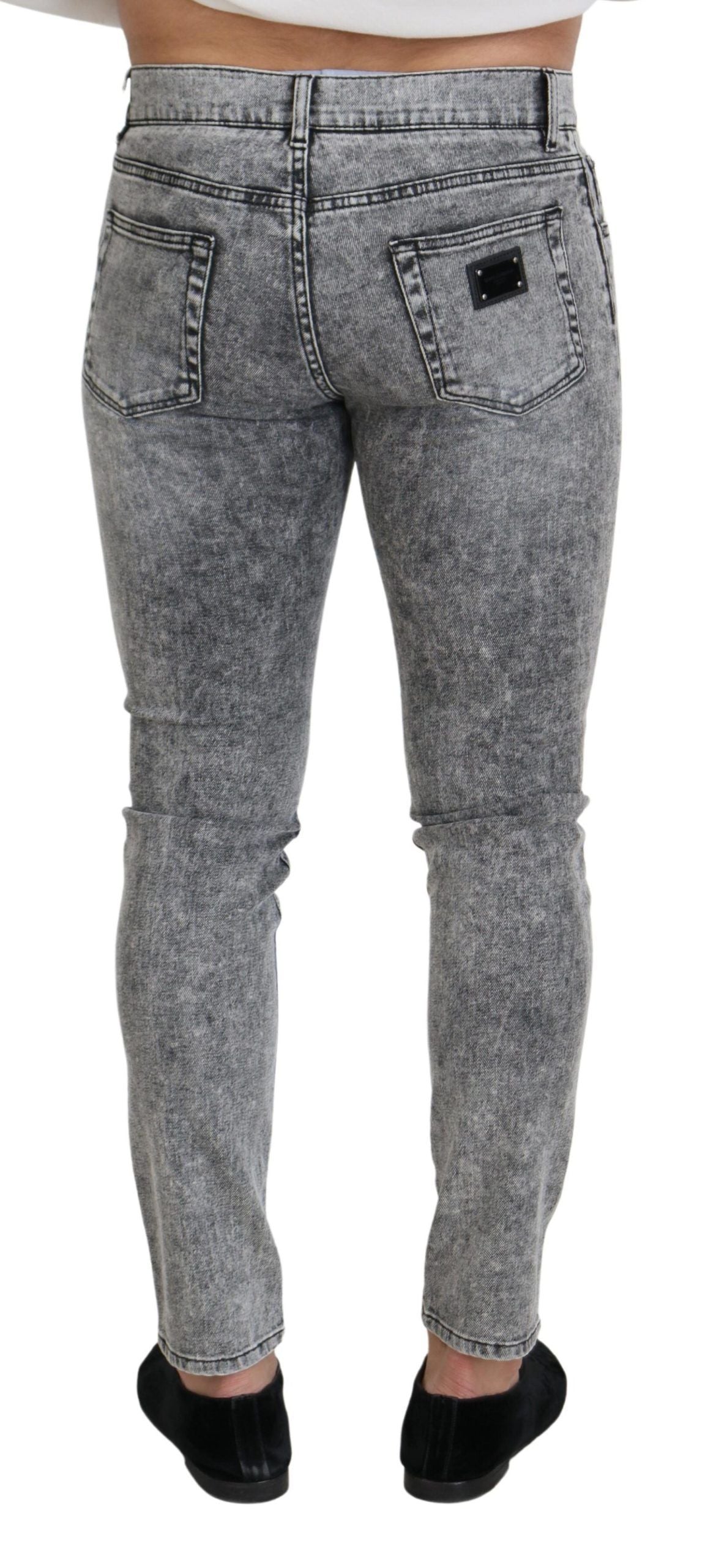 Pair of women's jeans in a grey denim pattern