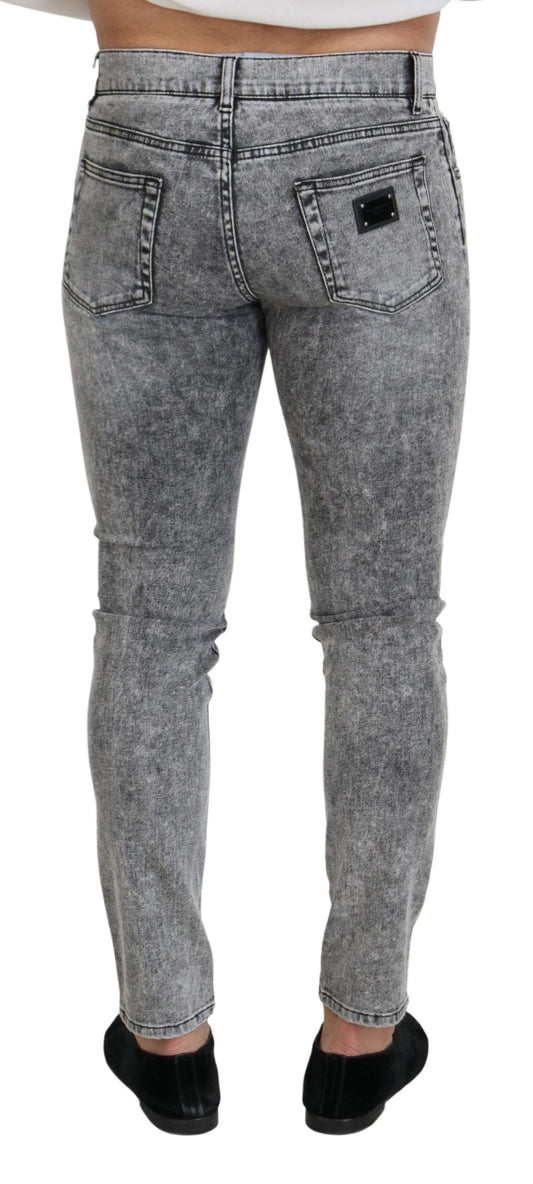Pair of women's jeans in a grey denim pattern