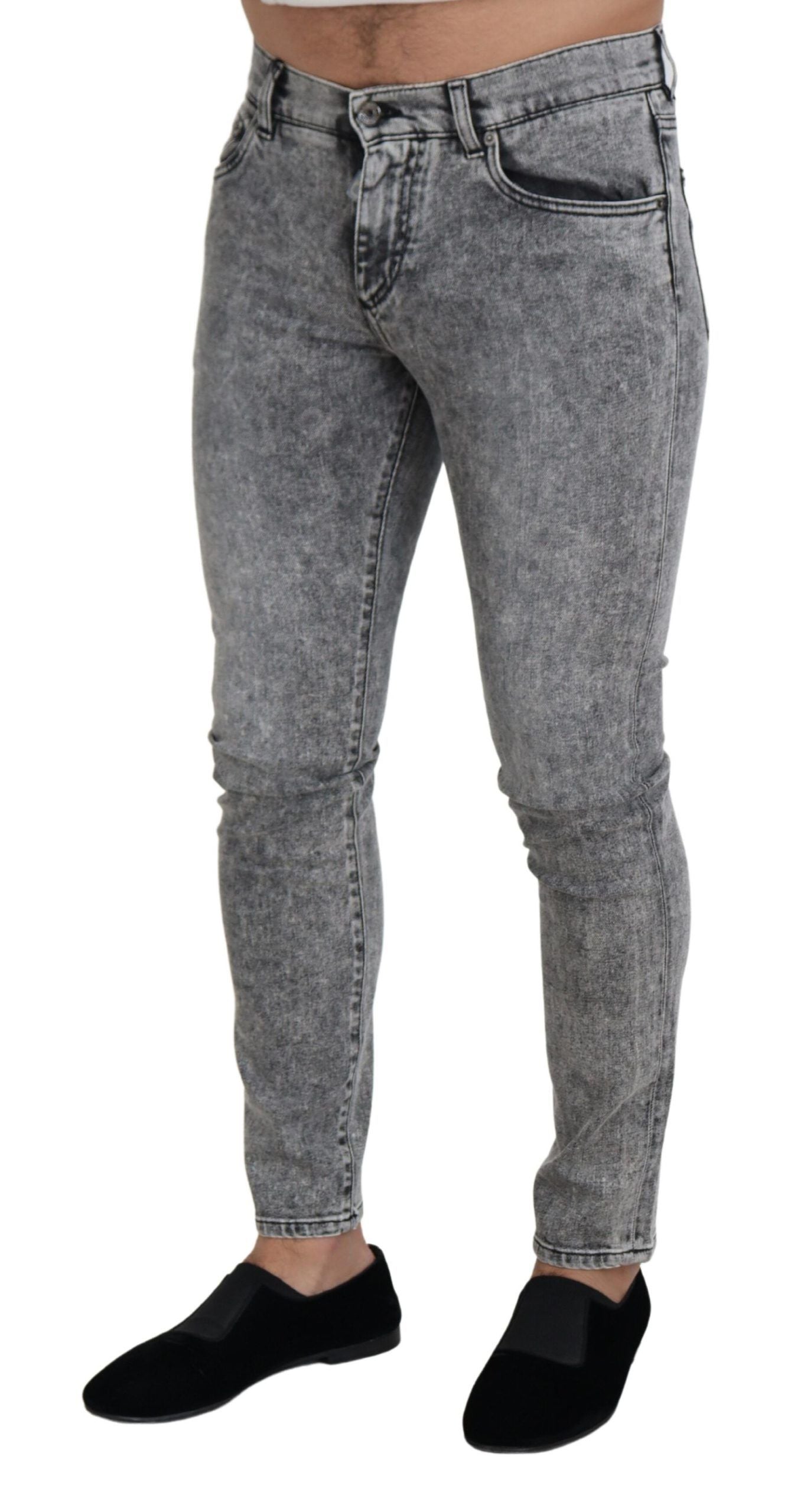Men's skinny jeans in grey denim fabric