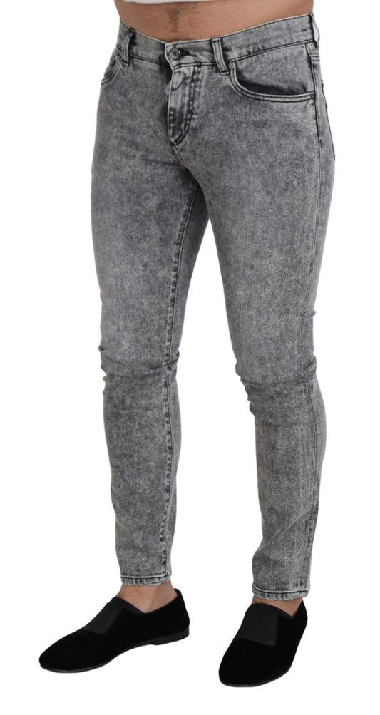 Men's skinny jeans in grey denim fabric