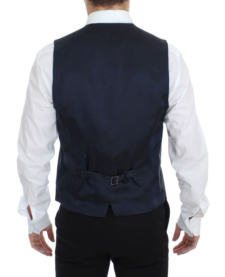 A gray vest with a stretchy fabric, designed for formal wear by Dolce & Gabbana
