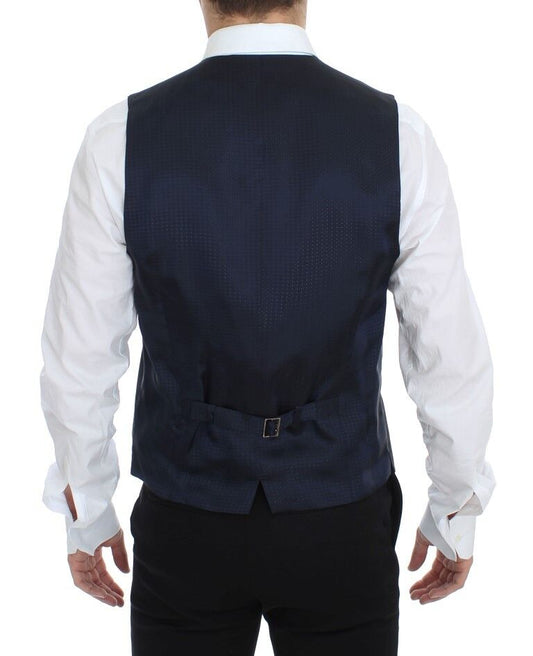 A gray vest with a stretchy fabric, designed for formal wear by Dolce & Gabbana
