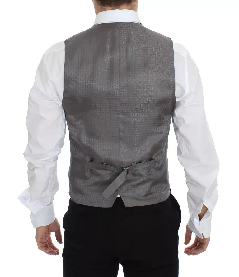 A gray striped vest, part of formal wear from the brand Dolce & Gabbana