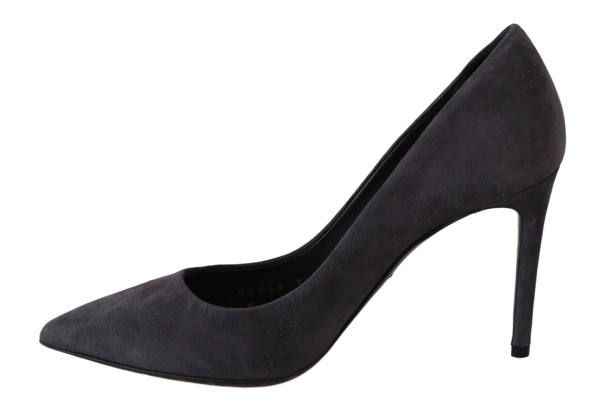 Black high heel dress shoe with pointed toe and stiletto heel