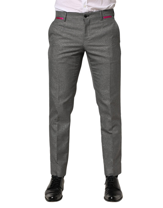 A pair of gray viscose skinny men's dress trousers
