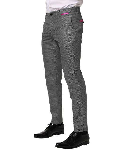 A pair of gray viscose skinny men's dress trousers