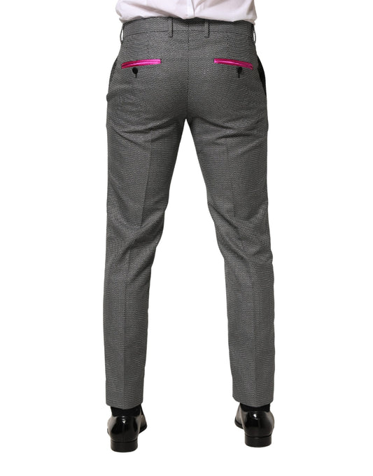 A pair of gray viscose skinny men's dress trousers