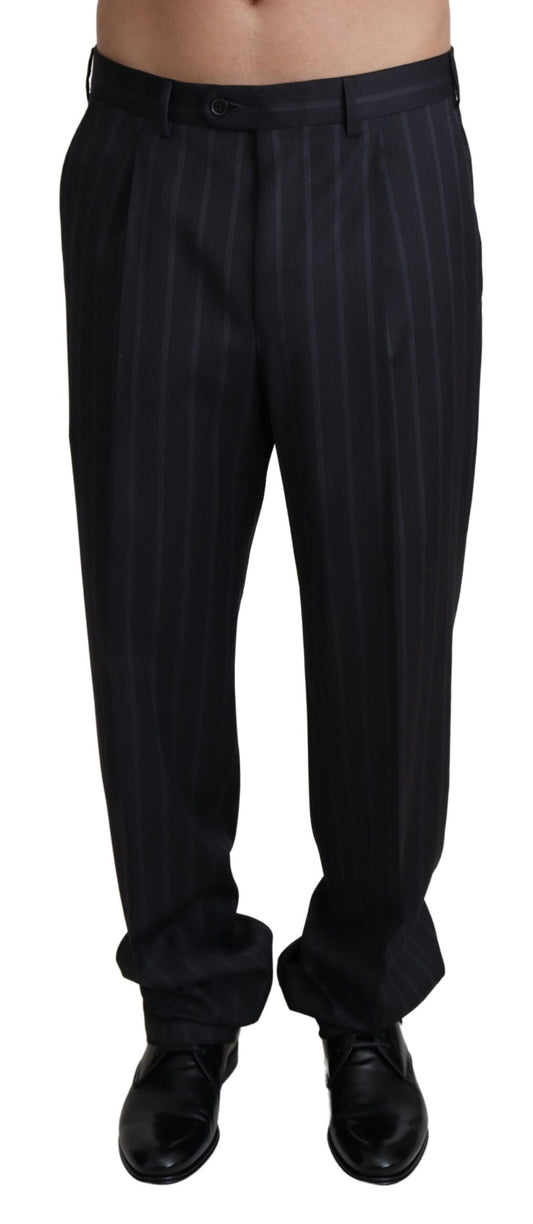 Black pinstripe suit pants