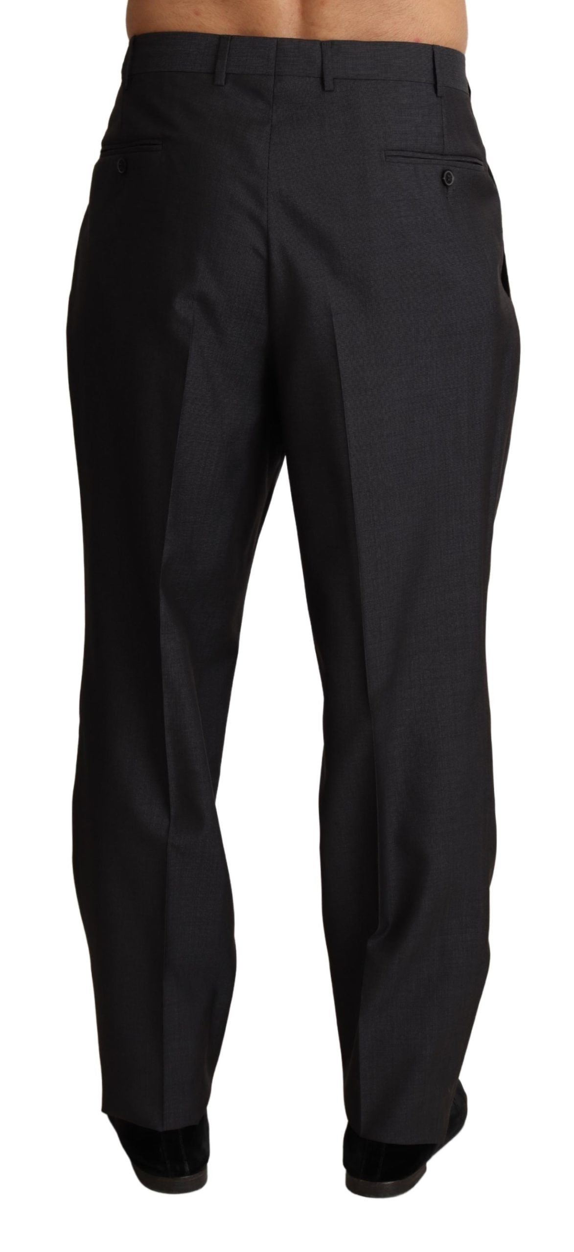 Pair of dark grey trousers on a mannequin