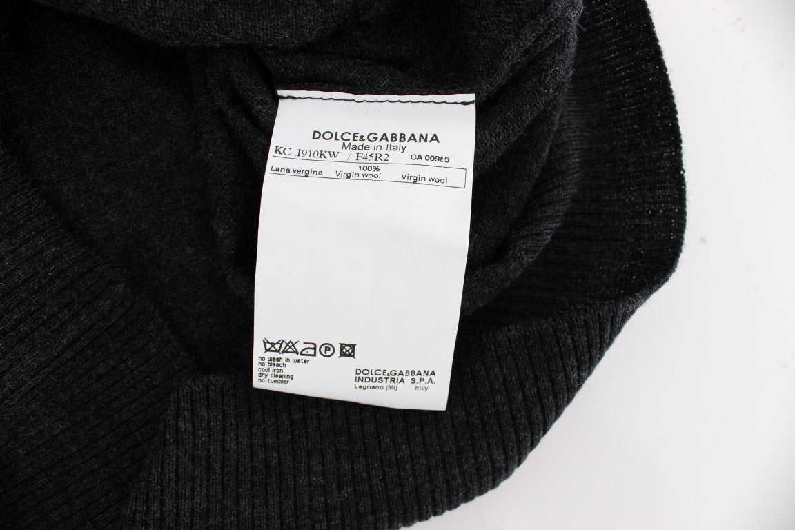 Black knit cap with white label