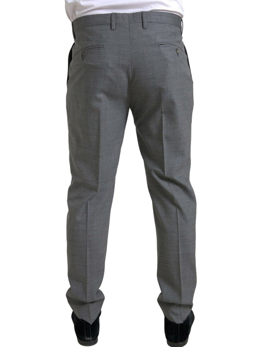 A pair of gray wool chino skinny men's dress trousers