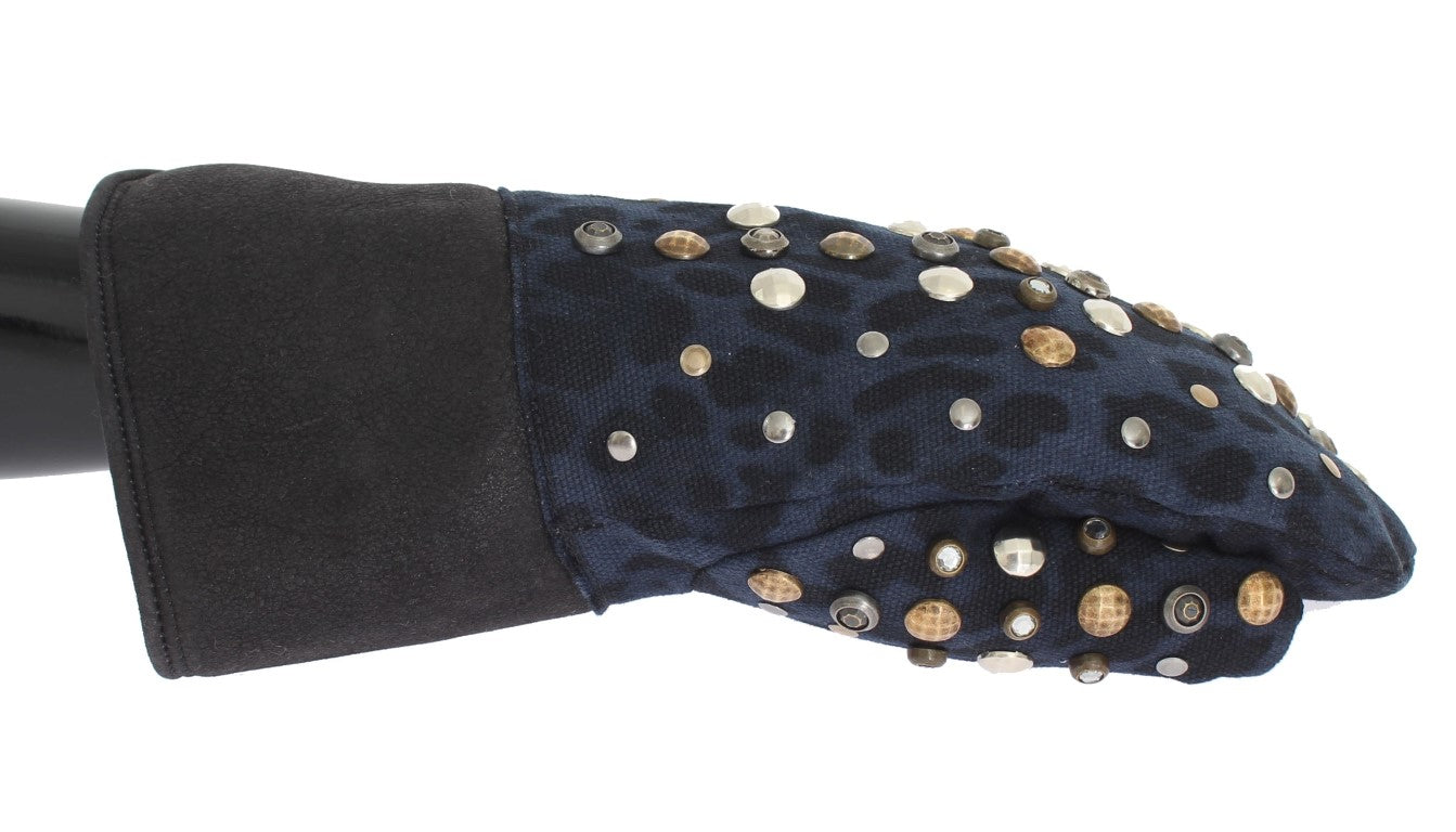 Blue glove with gold sequins