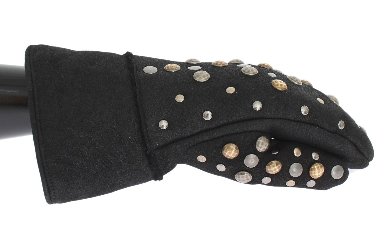 Black glove with gold sequins