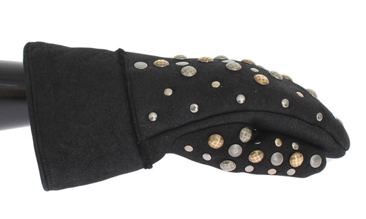 Black glove with gold sequins