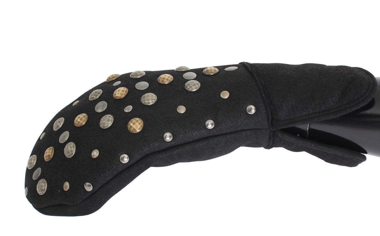 Black glove with gold sequins