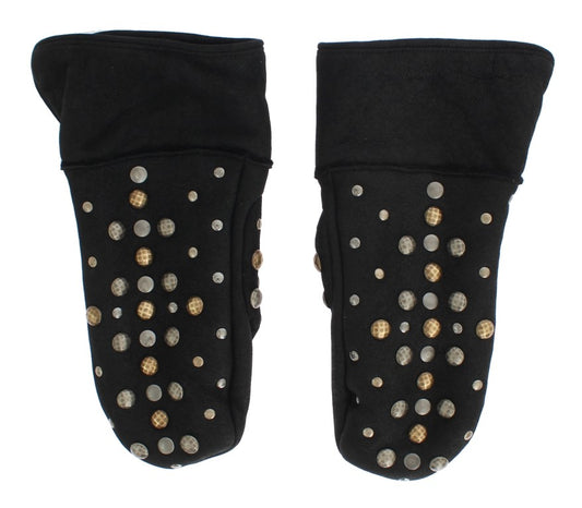 Pair of black boots with gold studs