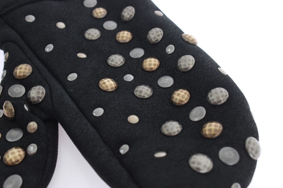 Black glove with gold sequins