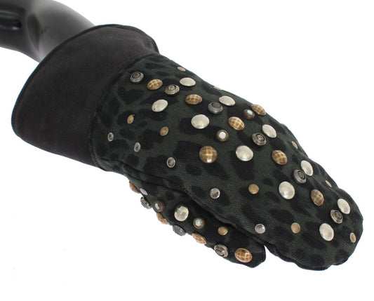 Black glove with gold studs on palm side