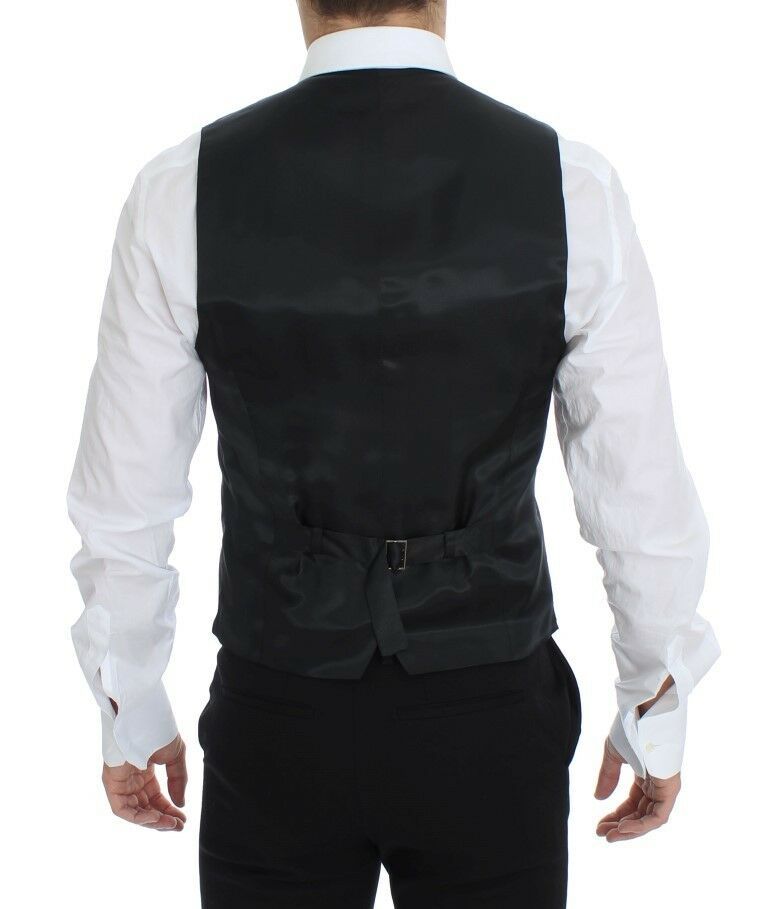 A gray wool vest with a stretchy fabric, part of the Dolce & Gabbana collection