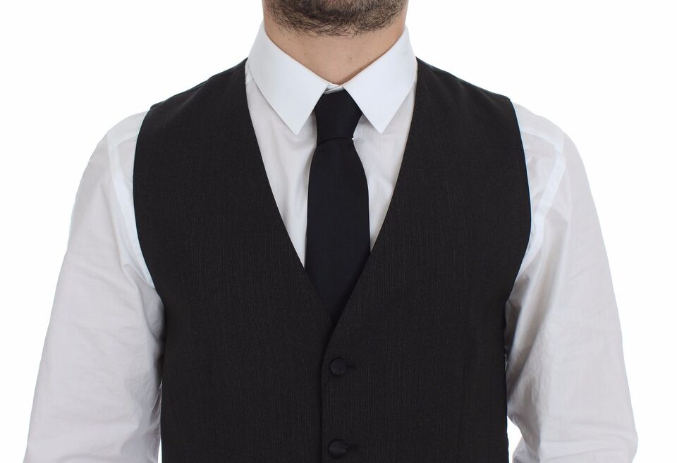 A gray wool vest blazer with stretch fabric, designed by Dolce & Gabbana