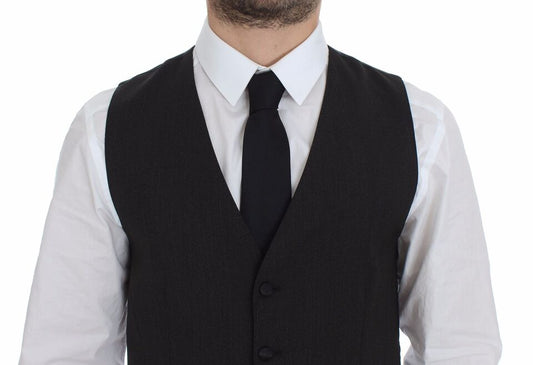 A gray wool vest blazer with stretch fabric, designed by Dolce & Gabbana