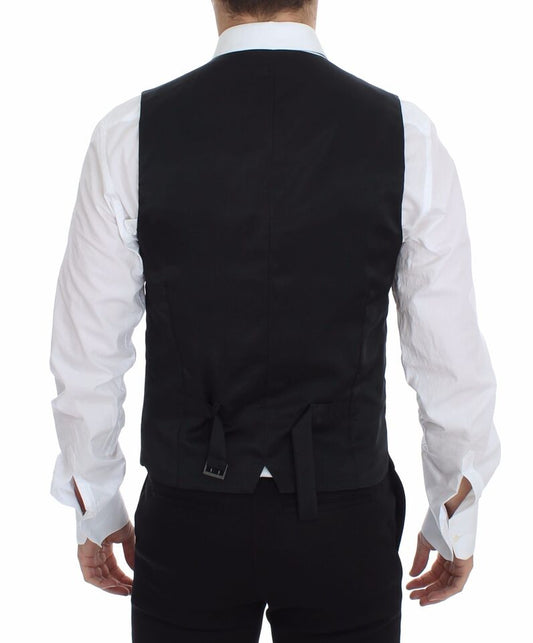 A gray wool vest with a stretchy fabric, designed by Dolce & Gabbana