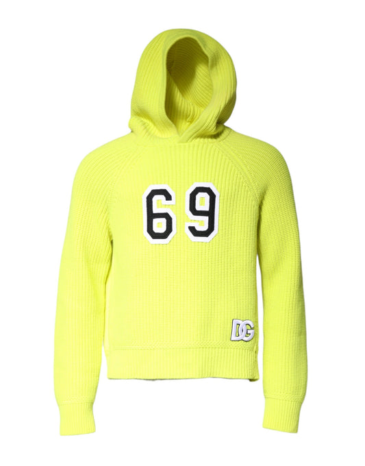 Yellow hoodie with black number 69 on front