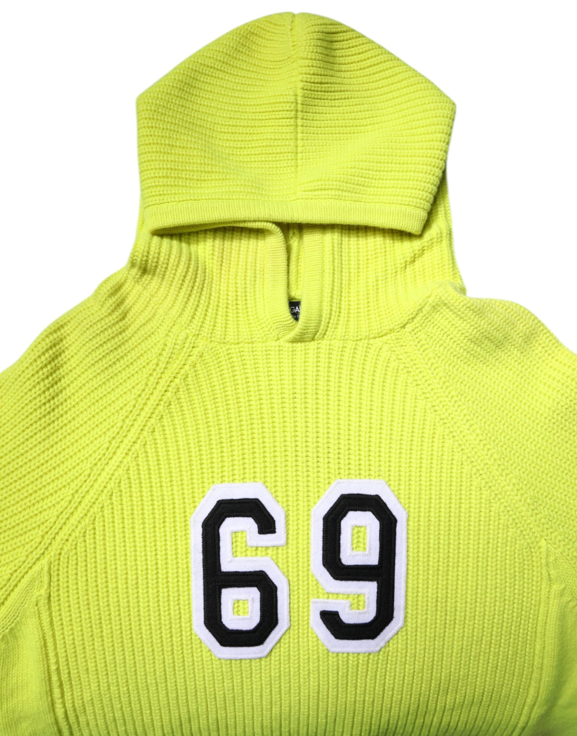 Yellow hoodie with black number 69 on back