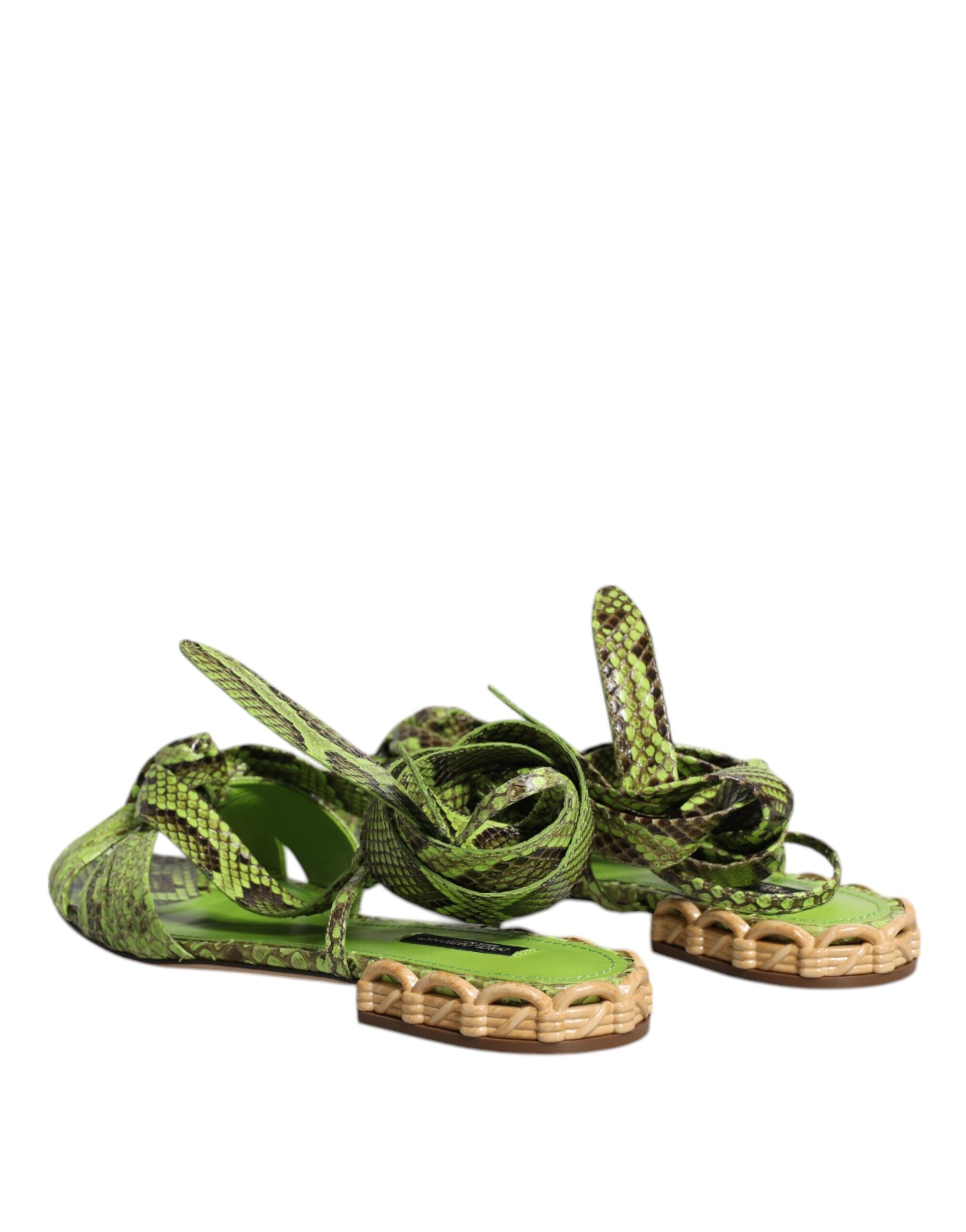 Green high heel shoes with straps