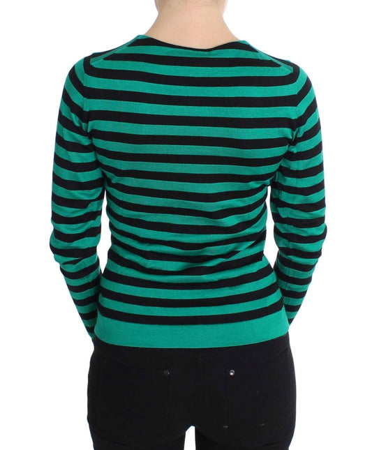 Green and black striped sweater