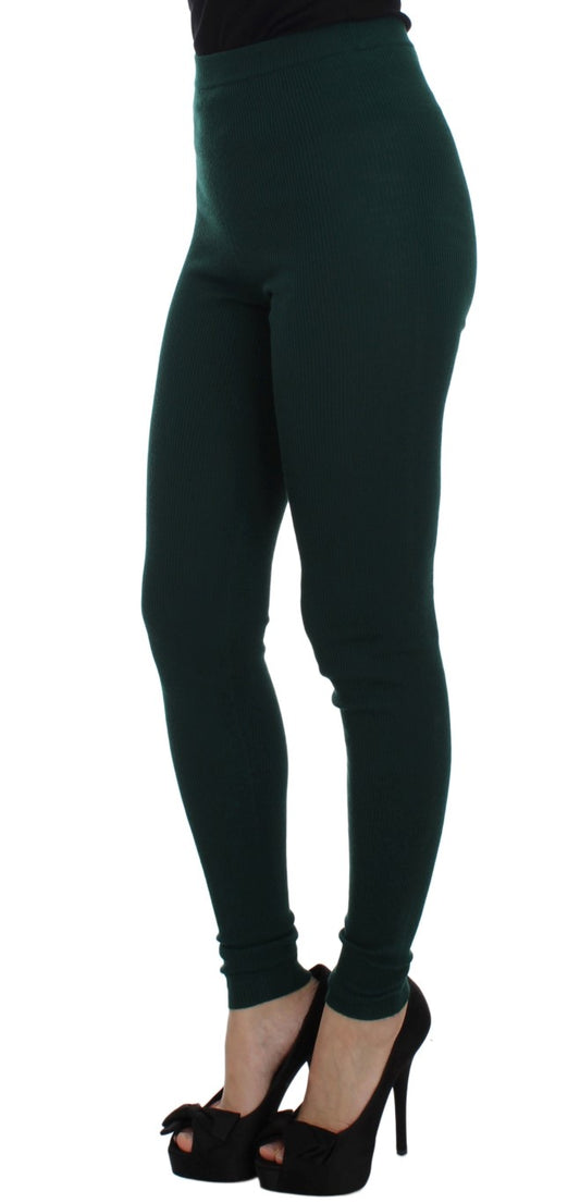 Tight black leggings on a woman's legs