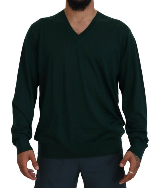 Long sleeve dark green shirt on a man