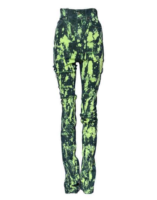 Pair of bright yellow pants with a pattern
