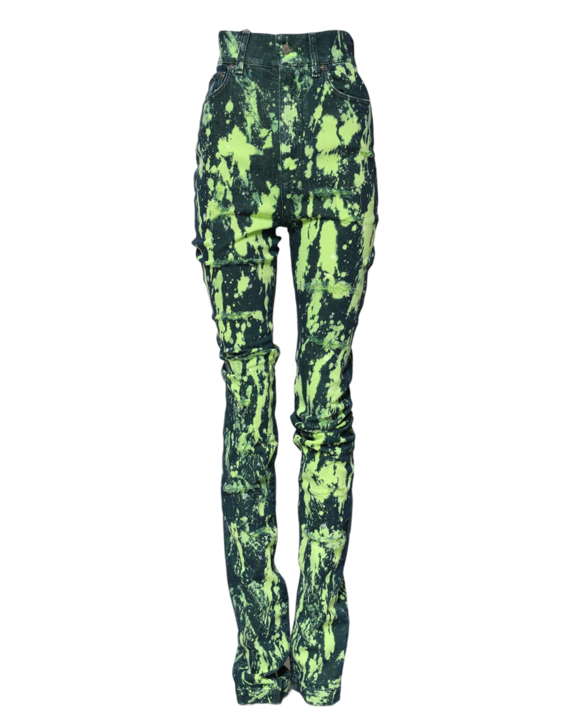 Pair of bright yellow pants with a pattern