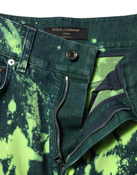 Green jeans with yellow spots
