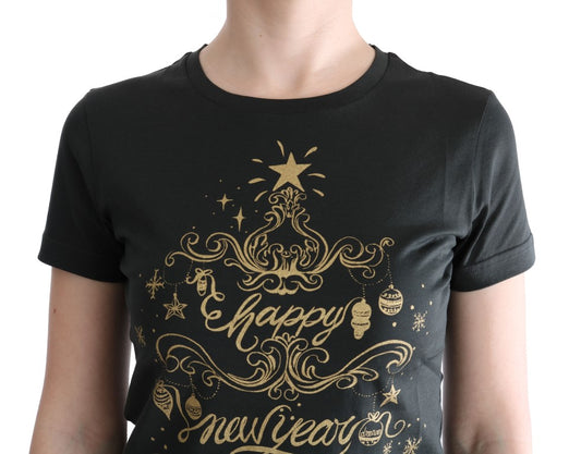 Black t-shirt with gold holiday design