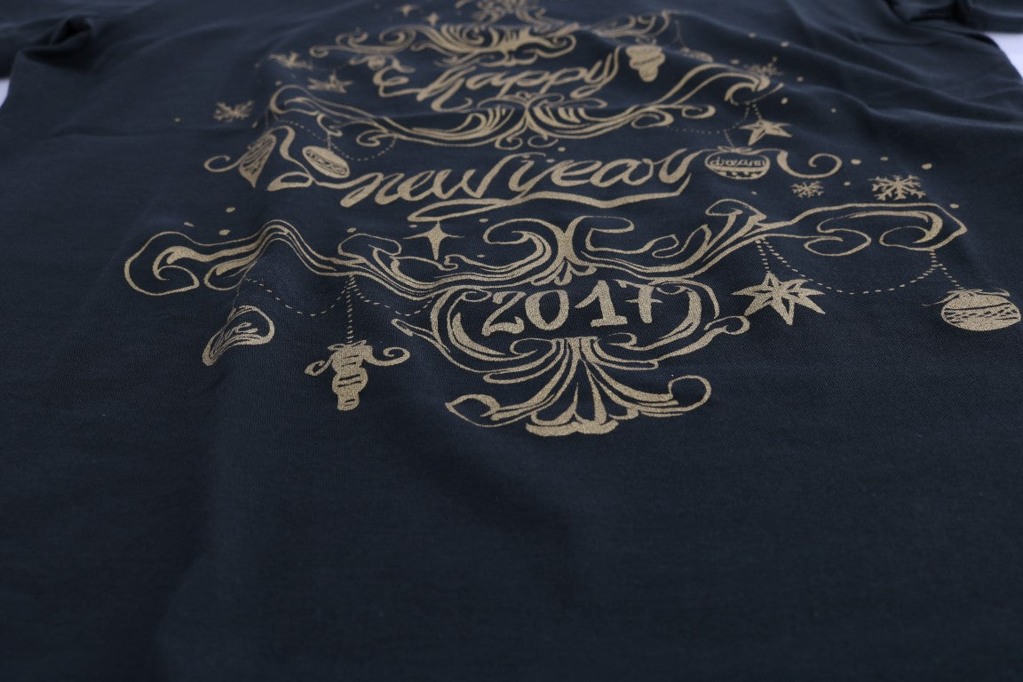 Black t-shirt with gold embroidery