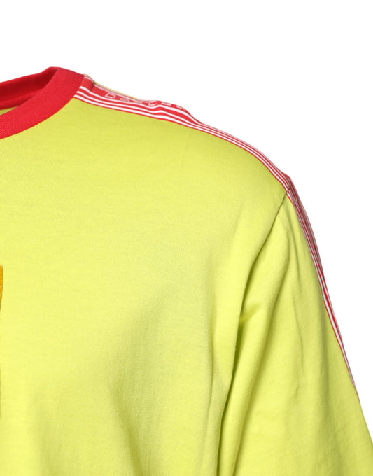 Yellow jersey with red stripes on sleeve