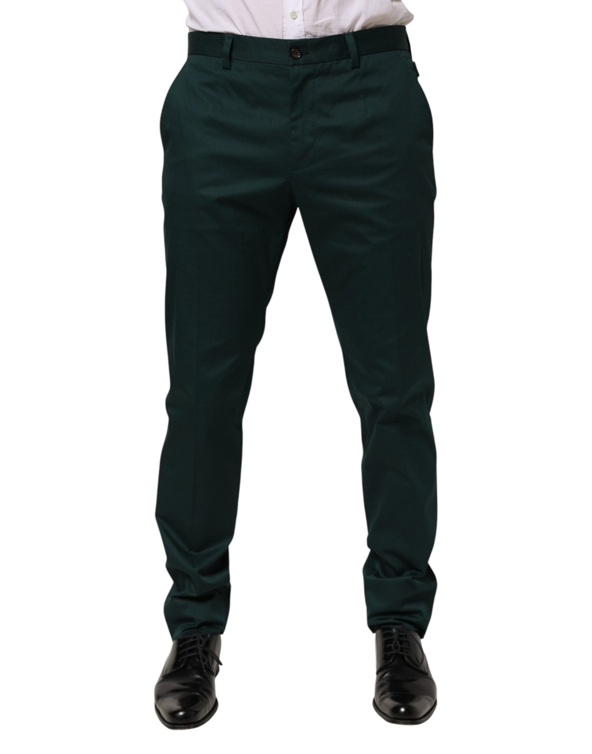 A pair of green cotton formal dress men's trousers from Dolce & Gabbana