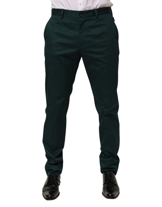 A pair of green cotton formal dress men's trousers from Dolce & Gabbana